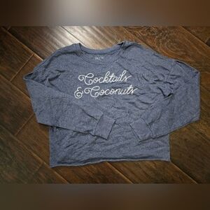 Cocktails & Coconuts Womens Pullover Crop Sweater Blue Zoe Liv Medium